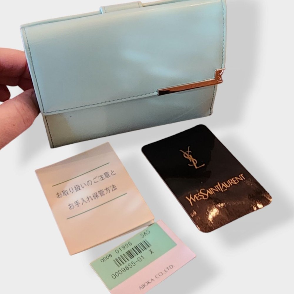 YSL Pistachio Green Trifold Wallet 'A Condition ' Pristine.